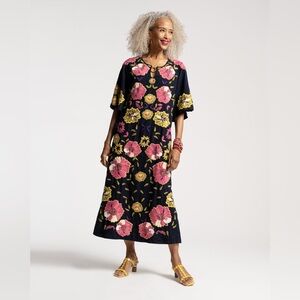 France Valentine Dreamy Caftan African Daisy Print Navy Multi